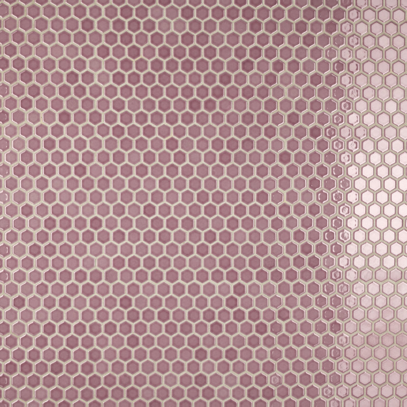 Tribeca 1" Hex Glossy 10-1/4 " x 11-7/8 " Porcelain Mosaic Floor and Wall Tile, Blush