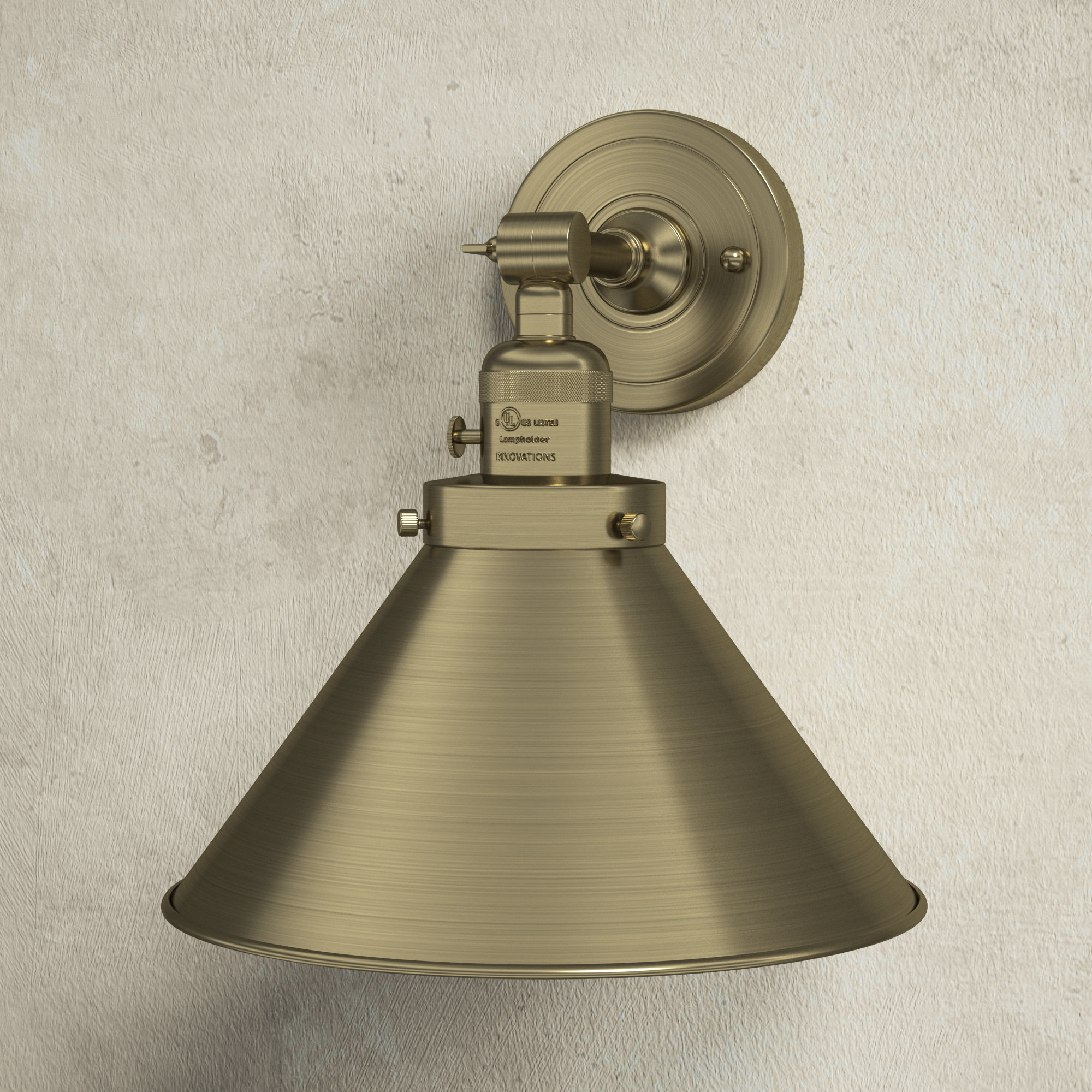 Dillon 1 - Light Dimmable Armed Sconce, Antique Brass, Antique Brass, 3 W LED Vintage Dimmable Bulb