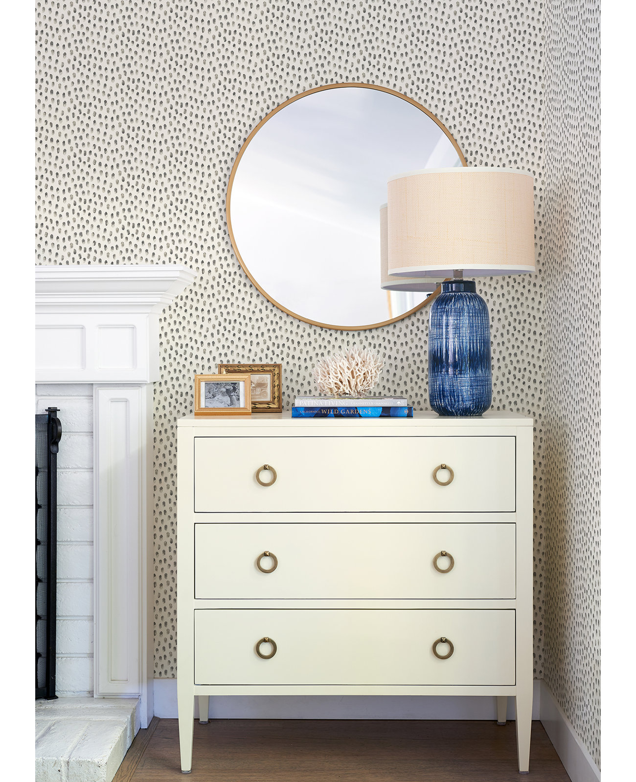 Cherbourg Modern Dots Wallpaper, Dark Gray