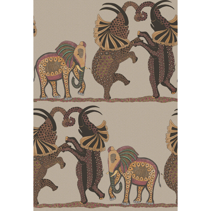 Ardmore Safari Dance 33' L x 20.5" W Wallpaper Roll, Red/Linen