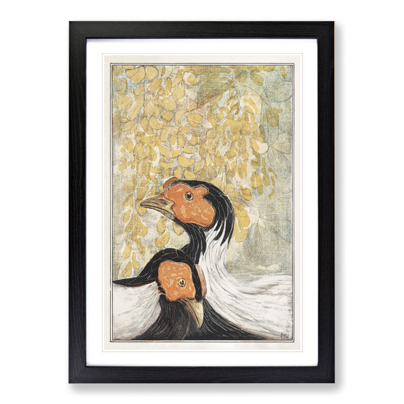 Two Silver Pheasants by Theo Van Hoytema - Framed Print, 36cm H x 27cm W x 2cm D, Black Framed