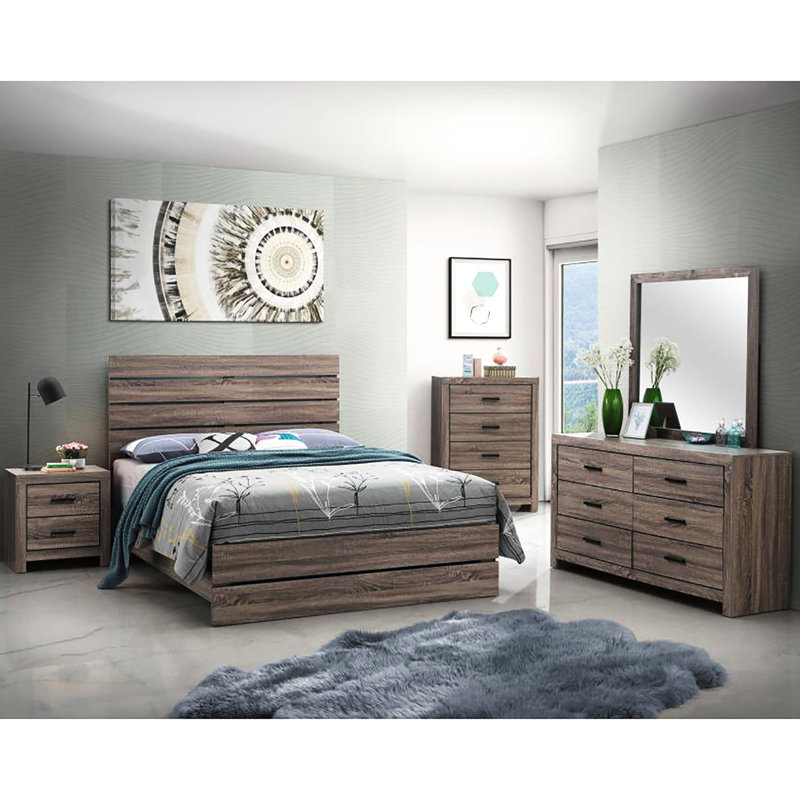 Grand lit à panneau avec tête de lit rustique - Transforme la chambre à lattes et s'adapte aux styles, Brun