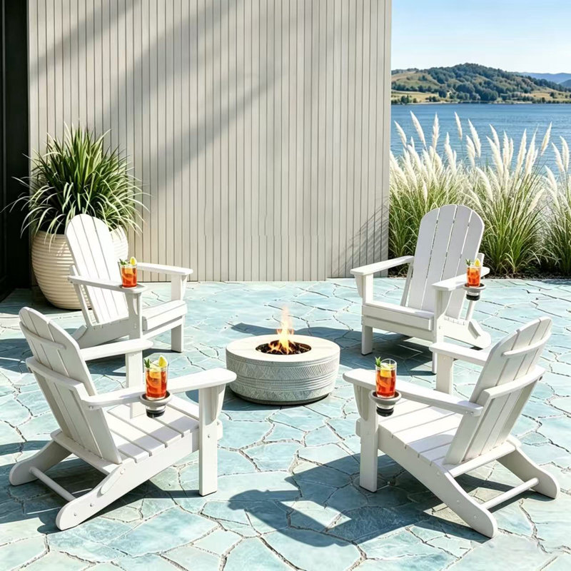 Chaise Adirondack pliante en plastique Lutie, Blanc