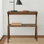 Table d'appoint à 2 niveaux en bois massif avec tablette de rangement