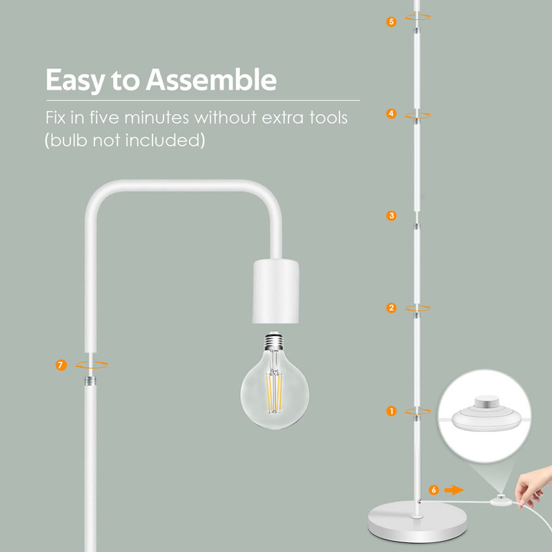 Lampe sur pied industrielle, lampe sur pied 63 pouces, White