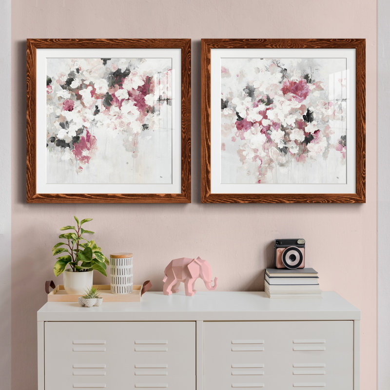 Floral Muse III - ensemble de 2 reproductions d'art sur papier, H 35,5 po x l 71 po x P 1,5 po, Érable encadré