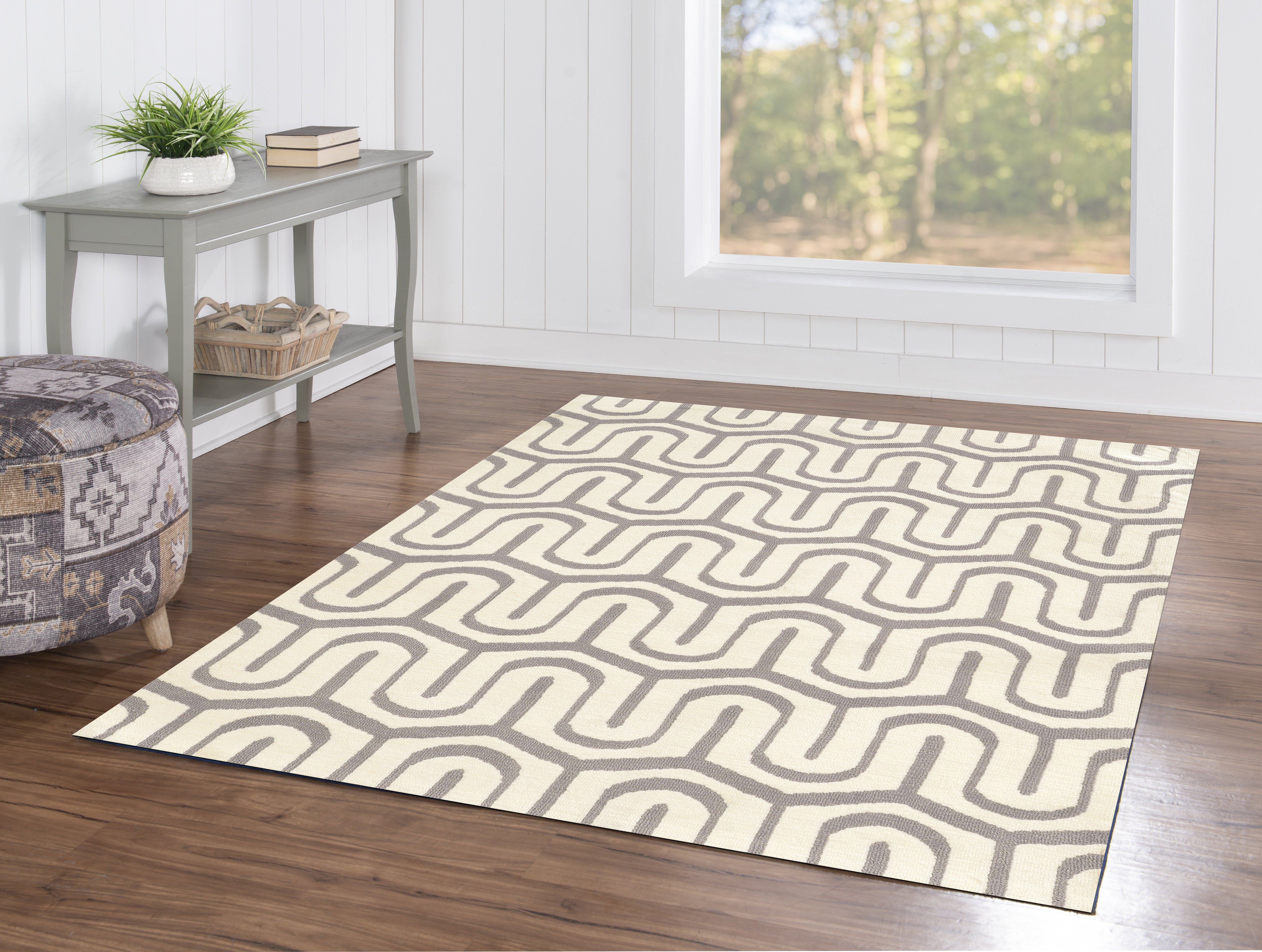 Corrigan Studio® Kobe Geometric Handmade Tufted Beige/Gray Area Rug ...