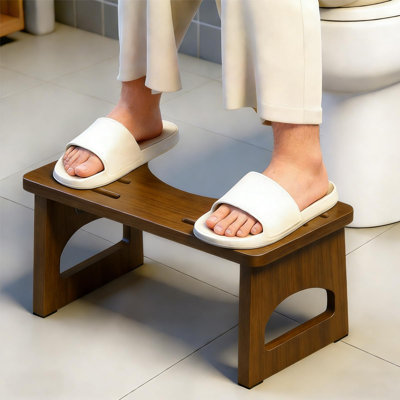 Tabouret de toilette pliable, tabouret de merde de 7 pouces pour salle de bain, tabouret de toilette en bambou Squat adulte (brun)