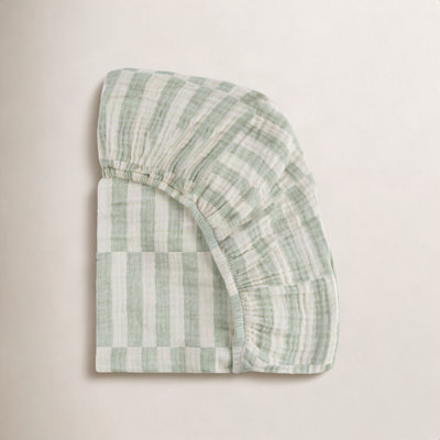 Midi Moss Stripe Muslin Crib Sheet