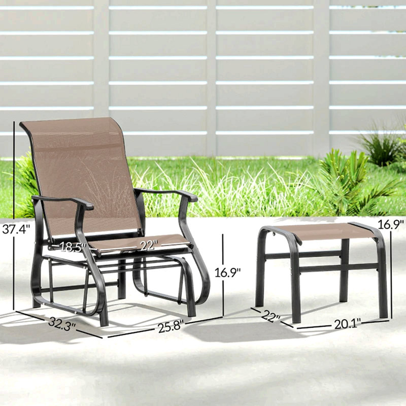 Fauteuil oscillant d'extérieur moderne à haut dossier, Black/Brown