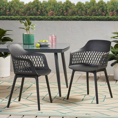 Chaises d'extérieur, mélange de plastique toutes saisons, design courbé élégant (ensemble de 2)
