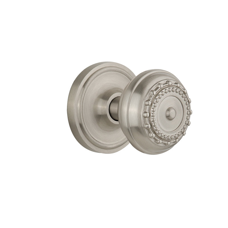 Classic Rosette with Meadows Door Knob, Satin Nickel, 2.375"