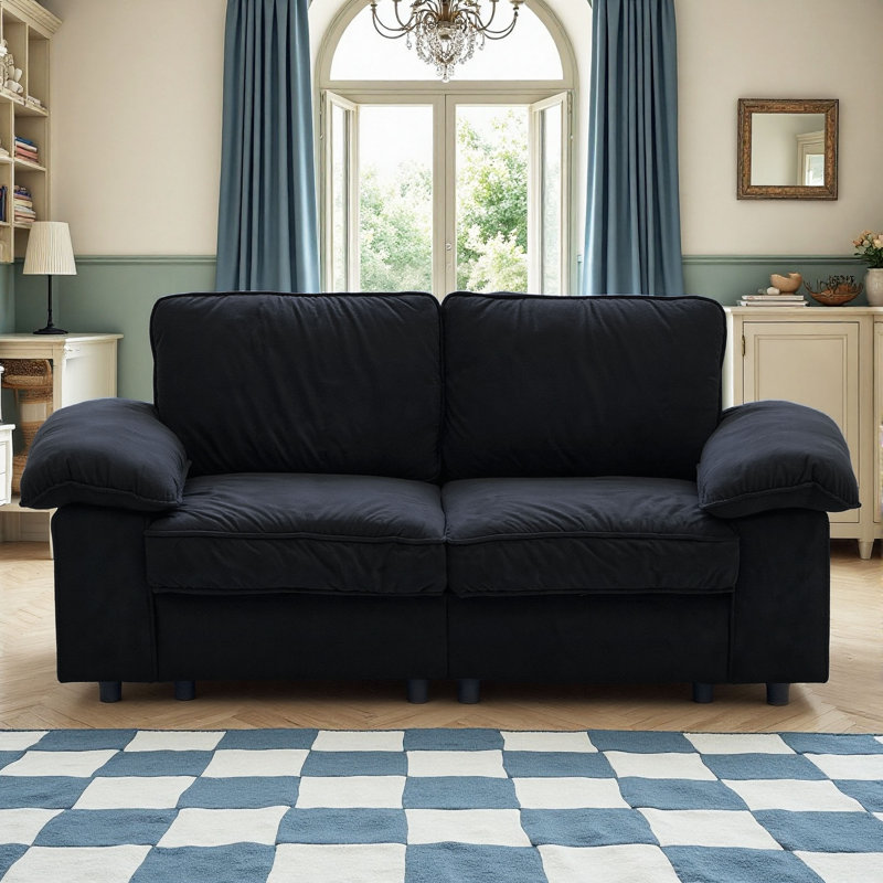 (SOFA 2.5S) Canapé compact en velours 78,74 po avec rangement caché, causeuse 2 places pour les petits appartements et les studios