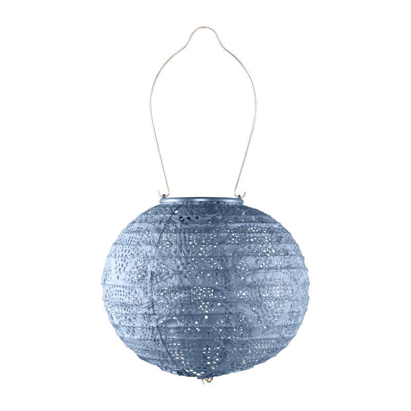 8'' Metallic Blue Solar Powered LED Outdoor Lantern
