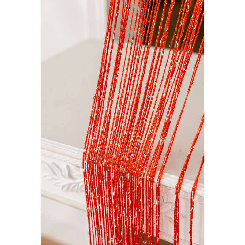1Pc 39 X 78 Inch Door String Curtain Wall Panel Fringe Window Decorative String Curtain, Red