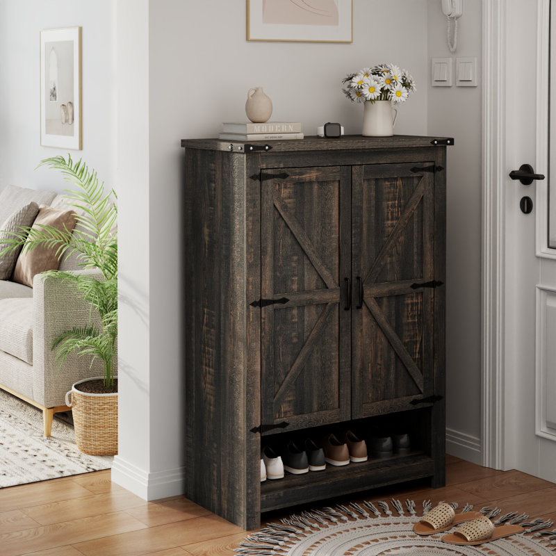Shoe Cabinet With Doors, 7-Tier 28 Pair Shoe Cabinet Storage For Entryway, Hidden Narrow Shoe Cabinets With Adjustable Shelves, Slim Thin Shoe Rack Organizer For Hallway, Living Room