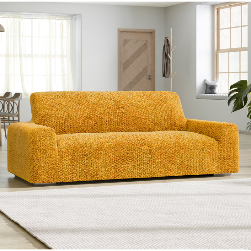 Housse extensible pour canapé - Doux au toucher et facile à nettoyer - Collection Velvet, H 35 po x l 85 po x P 40 po, Brun