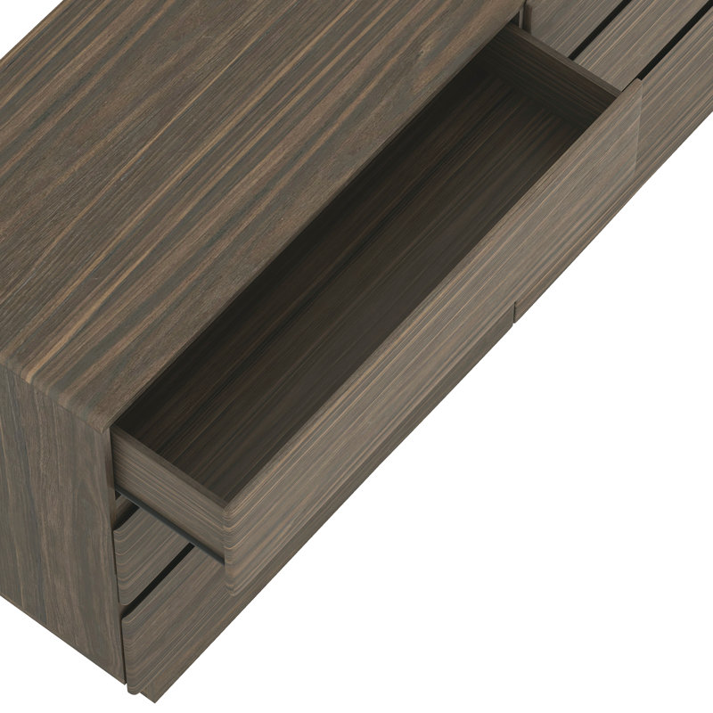 Ardea 72" Contemporary 6-Drawer Double Dresser in Walnut, Walnut