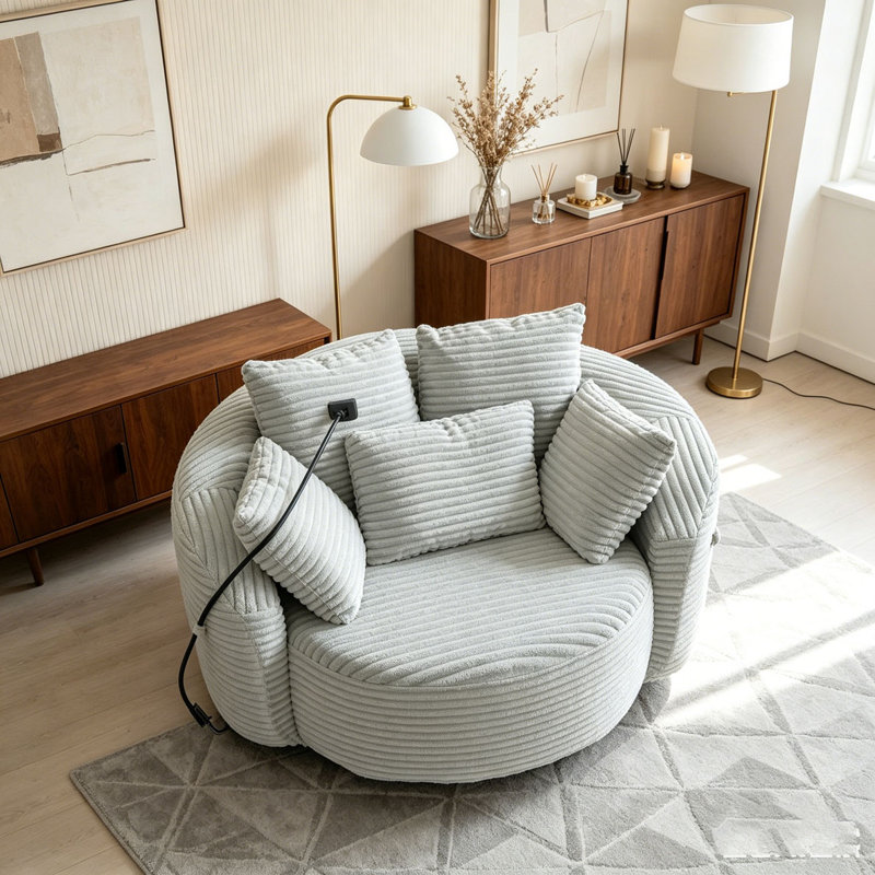 Fauteuil demi-tonneau pivotant à 360 °, LIGHT GREY