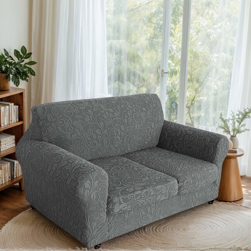 Housse de canapé en velours épais 3 pièces pour canapé à 2 coussins, Polyester gris