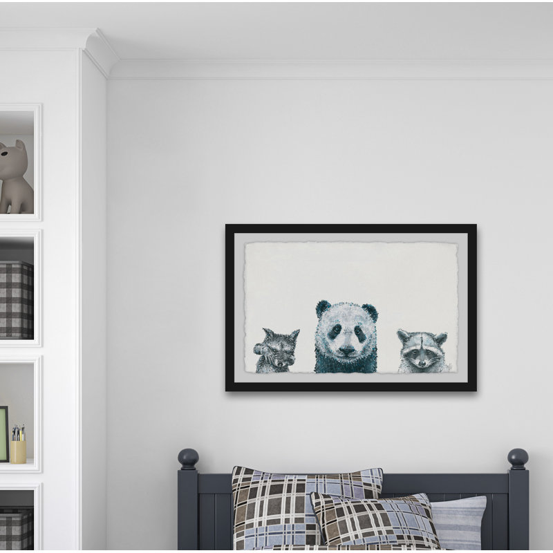 «Shy Trio», reproduction encadrée de Brockington, H 12 po x l 18 po x P 1,5 po