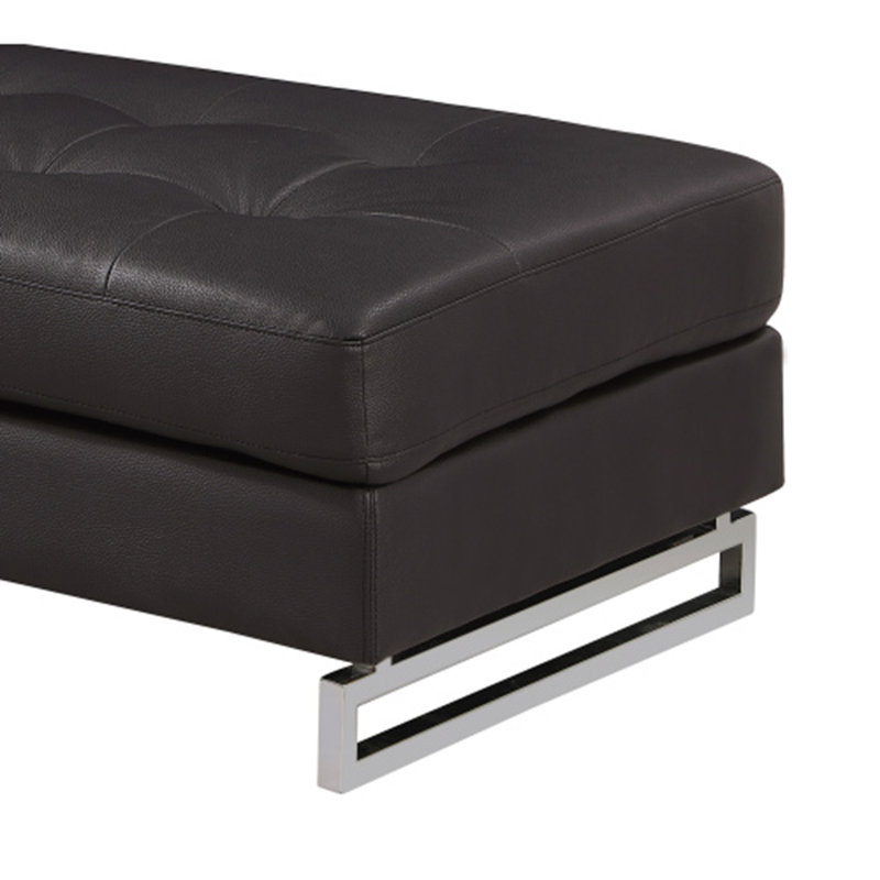 Repose-pieds en cuir véritable Global United, Brun