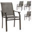 Ensemble de 4 chaises de patio avec accoudoirs et dossier haut, brun