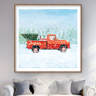 Christmas Tree Truck - Farmhouse Framed Matted Print Decor