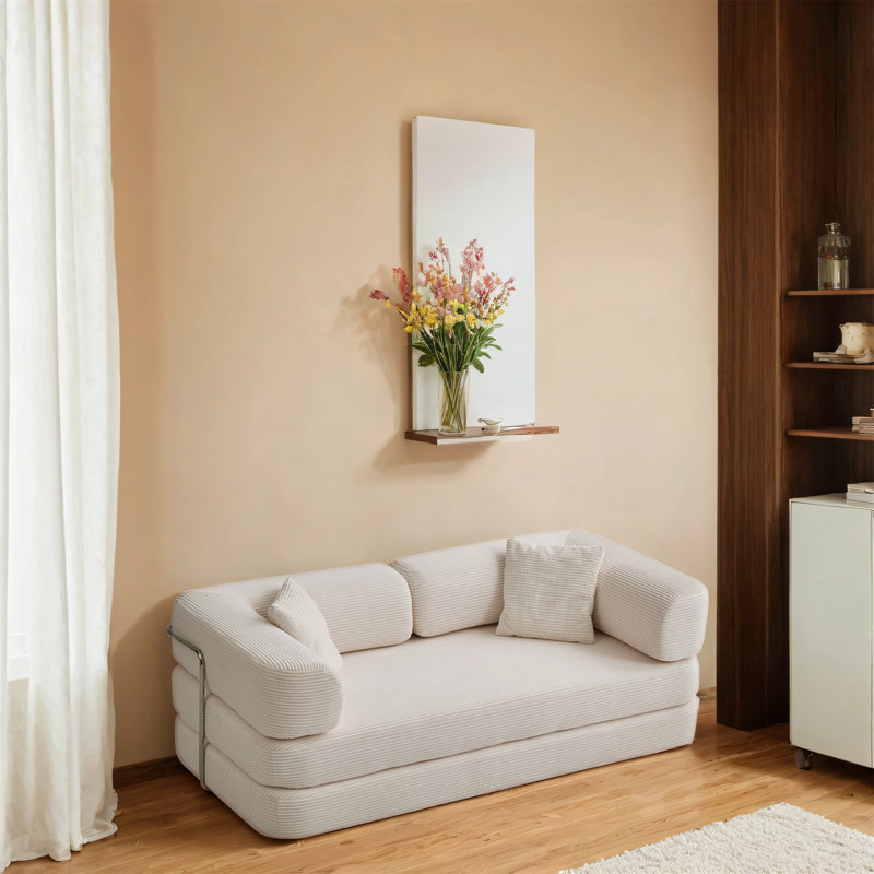 Canapé-lit convertible avec coussin convertible assorti, Crème, crème