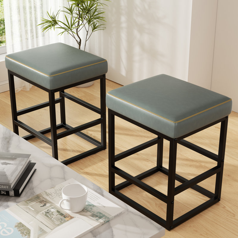 Modern Edge, Cozy Feel: Faux Leather Upholstered Counter Bar Stools for Every Home, Grey