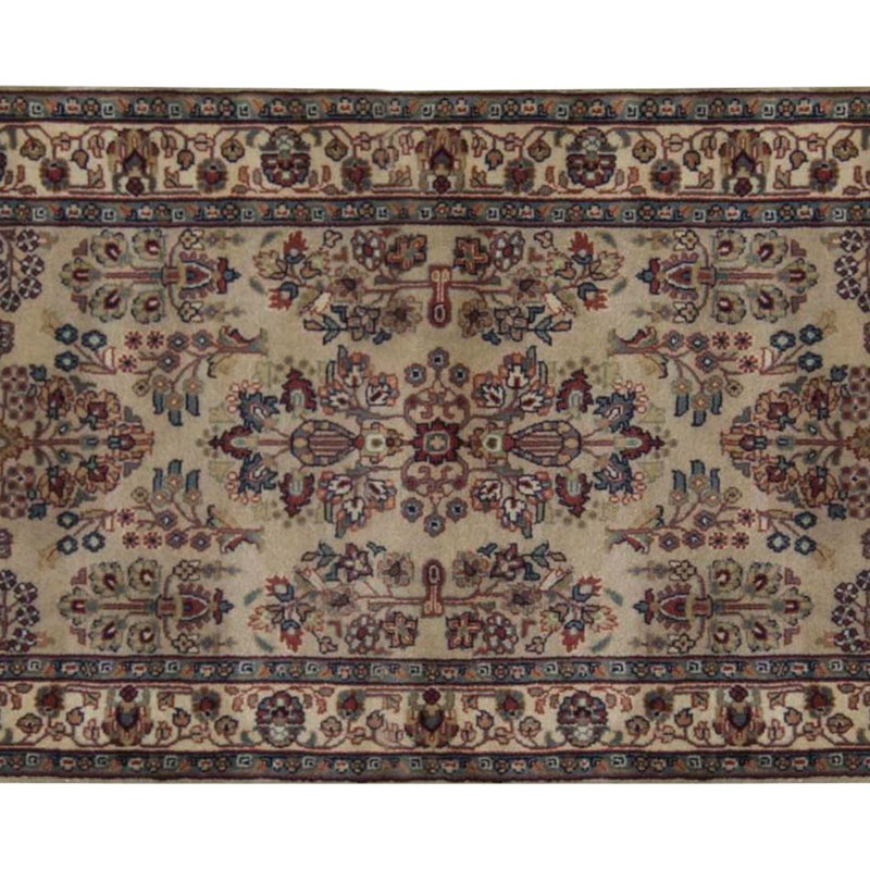 One-of-a-Kind 2'7" x 8'3" Runner Wool Area Rug in Beige and Blue