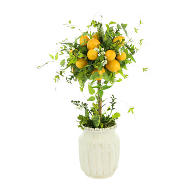 Faux Lemon Tree in Ceramic Planter