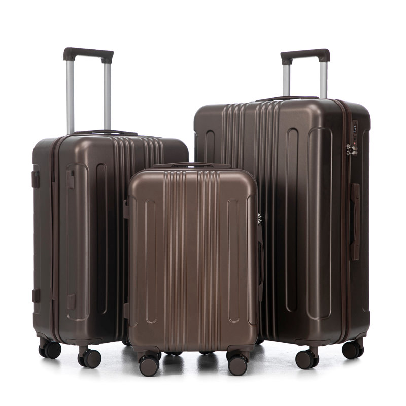 20 "/ 24" / 28 "3 pièces / bagage à roulettes en ABS, couleur assortie, avec serrure à combinaison, Brown