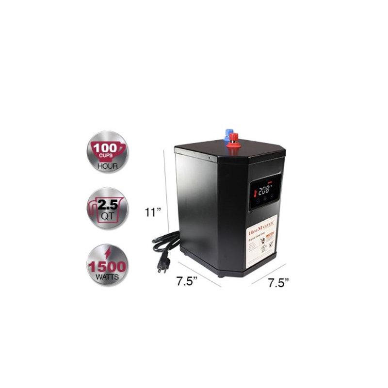 Docalorah 10" 2-Handle Hot & Cold Water Dispenser with Heat Tank, Filter, Drain & Disposal Trim, Satin Nickel