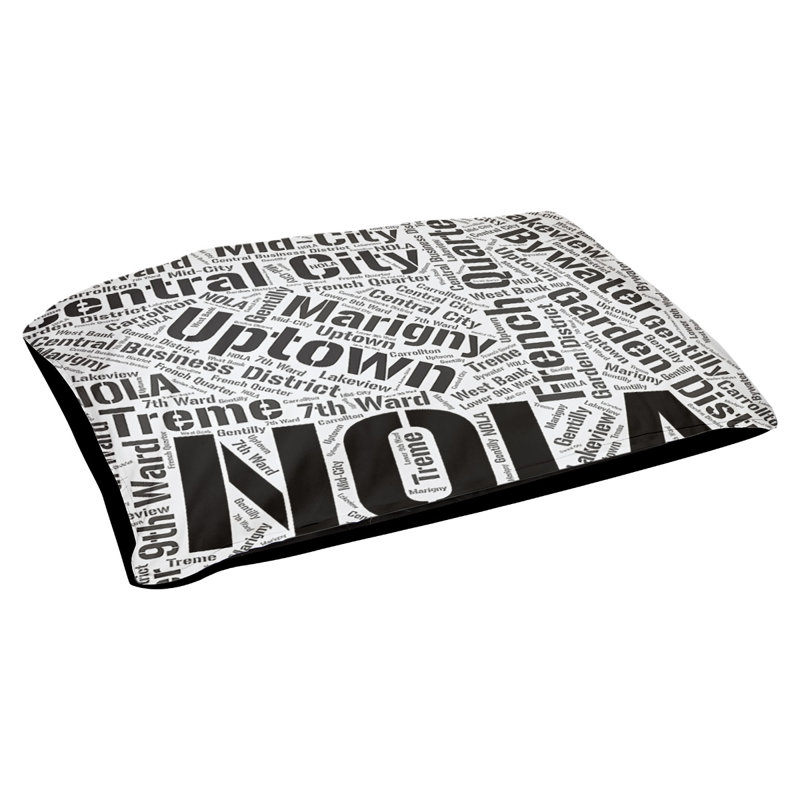 Coussin de chien « districts », Moyen (H 9,5 po x l 28 po x P 18 po), Noir, Nouvelle-Orléans