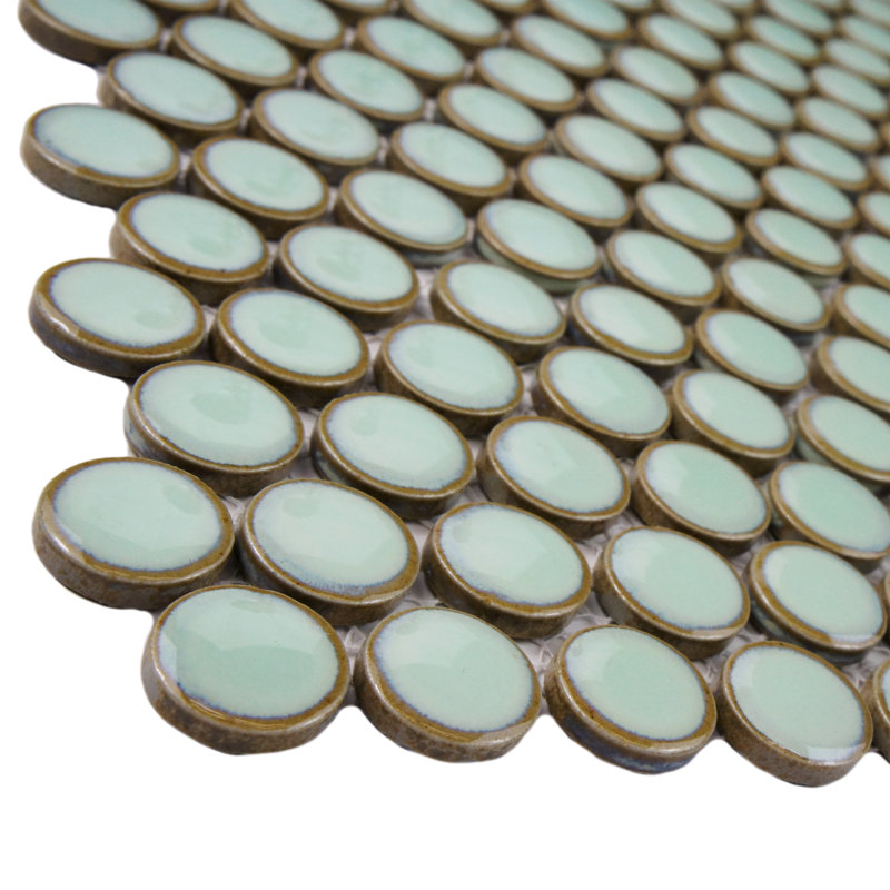 Hudson Penny Round .80" x .80" Porcelain Penny Round Mosaic Wall & Floor Tile, Moss Green