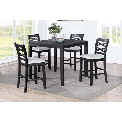 Mobilier de salle à manger 5 pièces Table de salle à manger 4 chaises d'appoint en bois d'hévéa