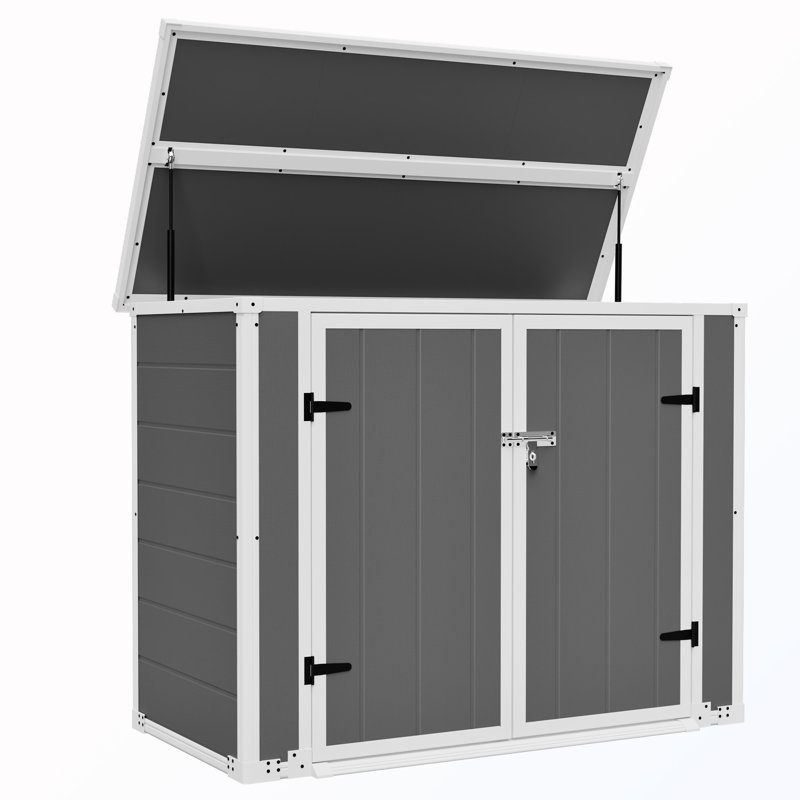 Abri de jardin verrouillable avec rampe et couvercle hydraulique