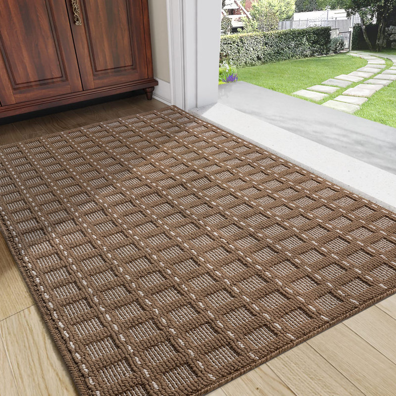 Paillasson intérieur géométrique, tapis antidérapant à profil bas lavable à la machine pour porte d'entrée arrière, entrée