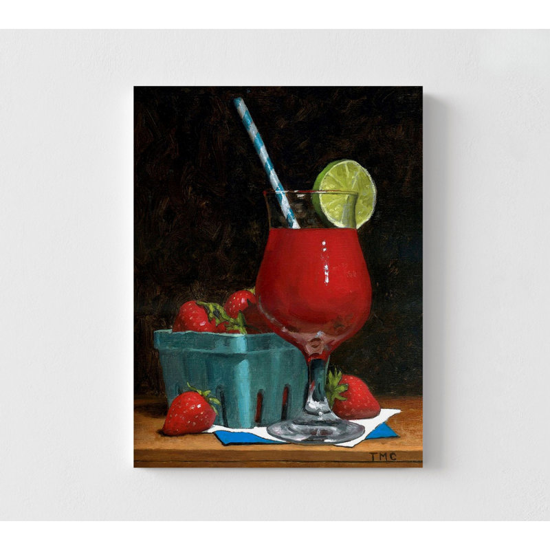 «Strawberry Daiquiri» par Todd M. Casey, impression d'affiche Daiquiri, décoration de bar à fraise, art mural de bar de plage, décor de restaurant, art mural de cafétéria