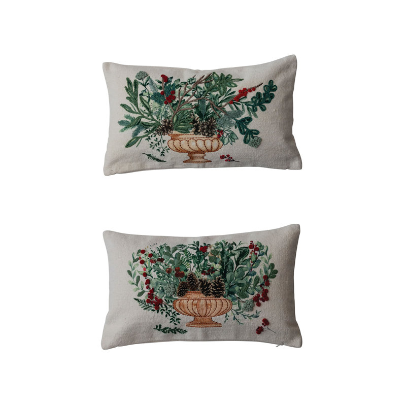 Cotton Lumbar Rectangular Pillow Cover & Insert