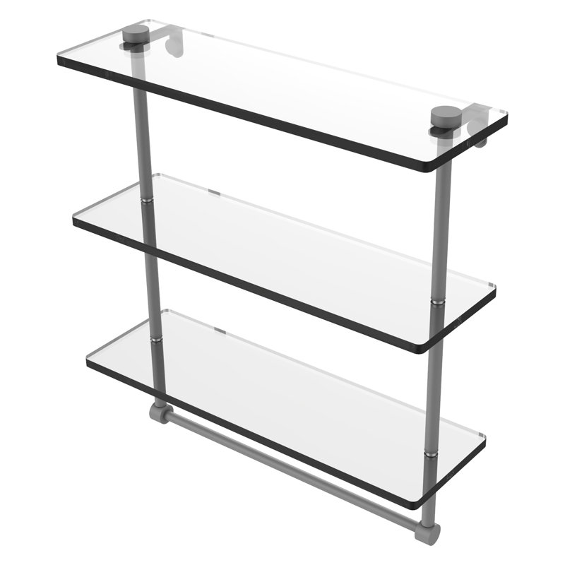 Tablette à 3 niveaux avec barre à serviettes Gober, 16 po, Gris mat