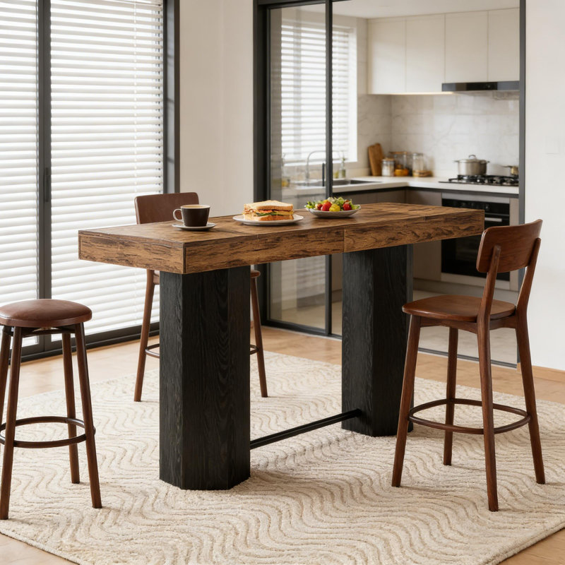 Table basse et pub moderne en grain de bois pour le salon et l'entrée | Idée de cadeau
