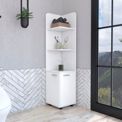 Armoire de coin haute 62H "avec tablette à 3 niveaux et 2 portes