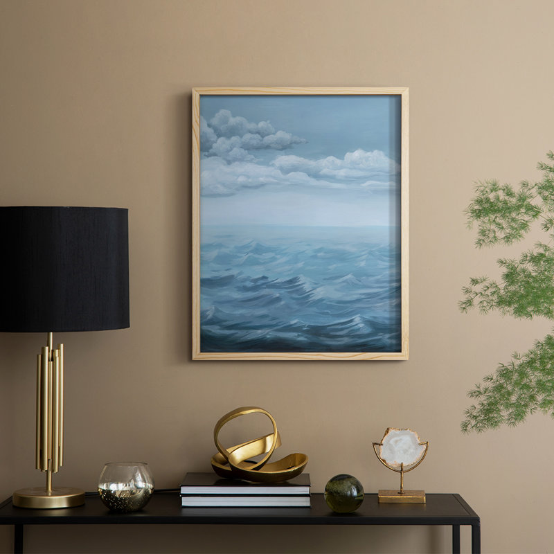 «Roiling Sea I», reproduction encadrée - bois massif, 15" H x 12" W, Natural