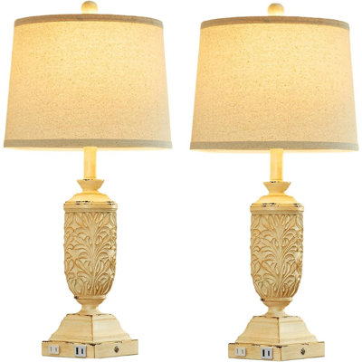 Ensemble de 2 lampes de table 26,5 "de style campagnard, à 3 lumières à intensité variable, à commande tactile, pour table de chevet vintage