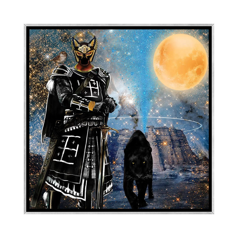 «Égyptien noir chevalier» par Yvonne Coleman Burney - impression d'art graphique, H 18 po x l 18 po x 1,5 po, Pas de tapis