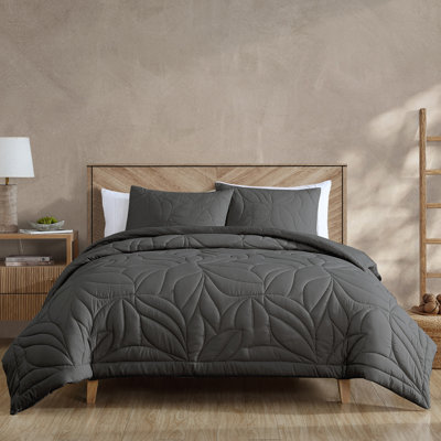Nohemi 2 pc Twin Gray Quilted Top Duvet Set