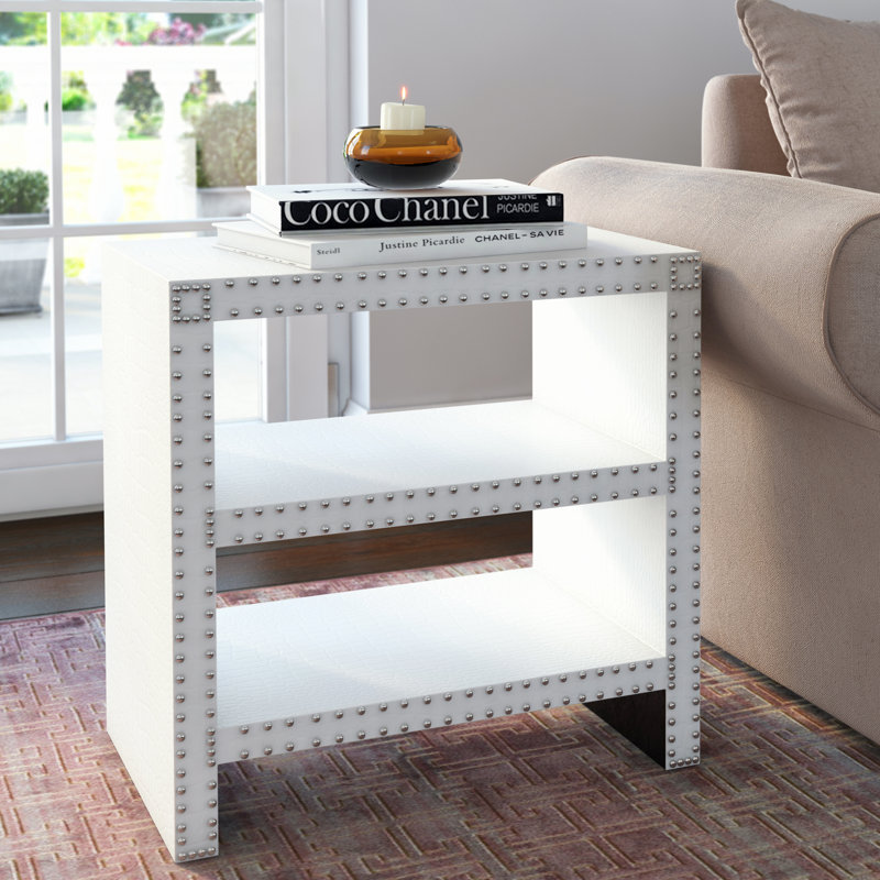 Table de bout avec rangement Nara, Crocodile blanc