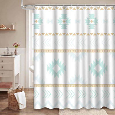 Aztec Arrow Geometric Boho Art Waterproof Shower Curtain with 12 Hooks